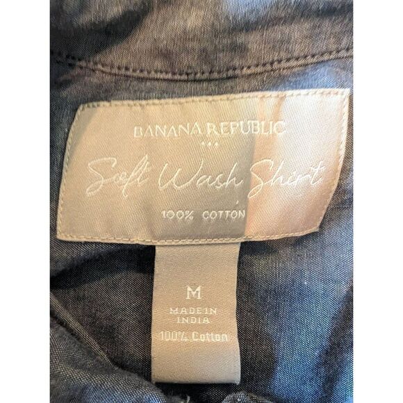 Banana Republic Button-Down Shirt Blouse Women's Medium Gray Soft Wash Cotton - Picture 3 of 6